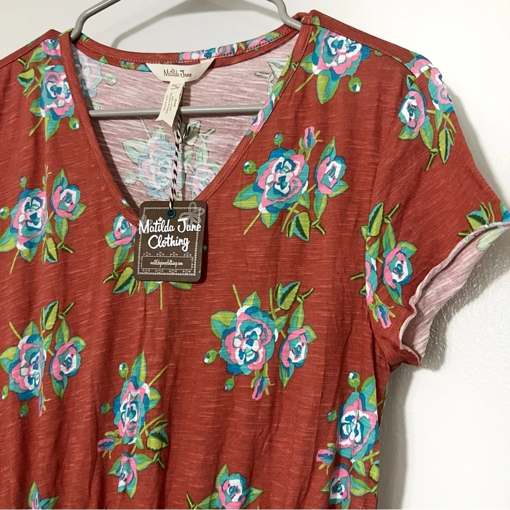 Matilda James Looks To Frill Floral T shirt Dress w Ruffled Skirt Sz S - Picture 2 of 7